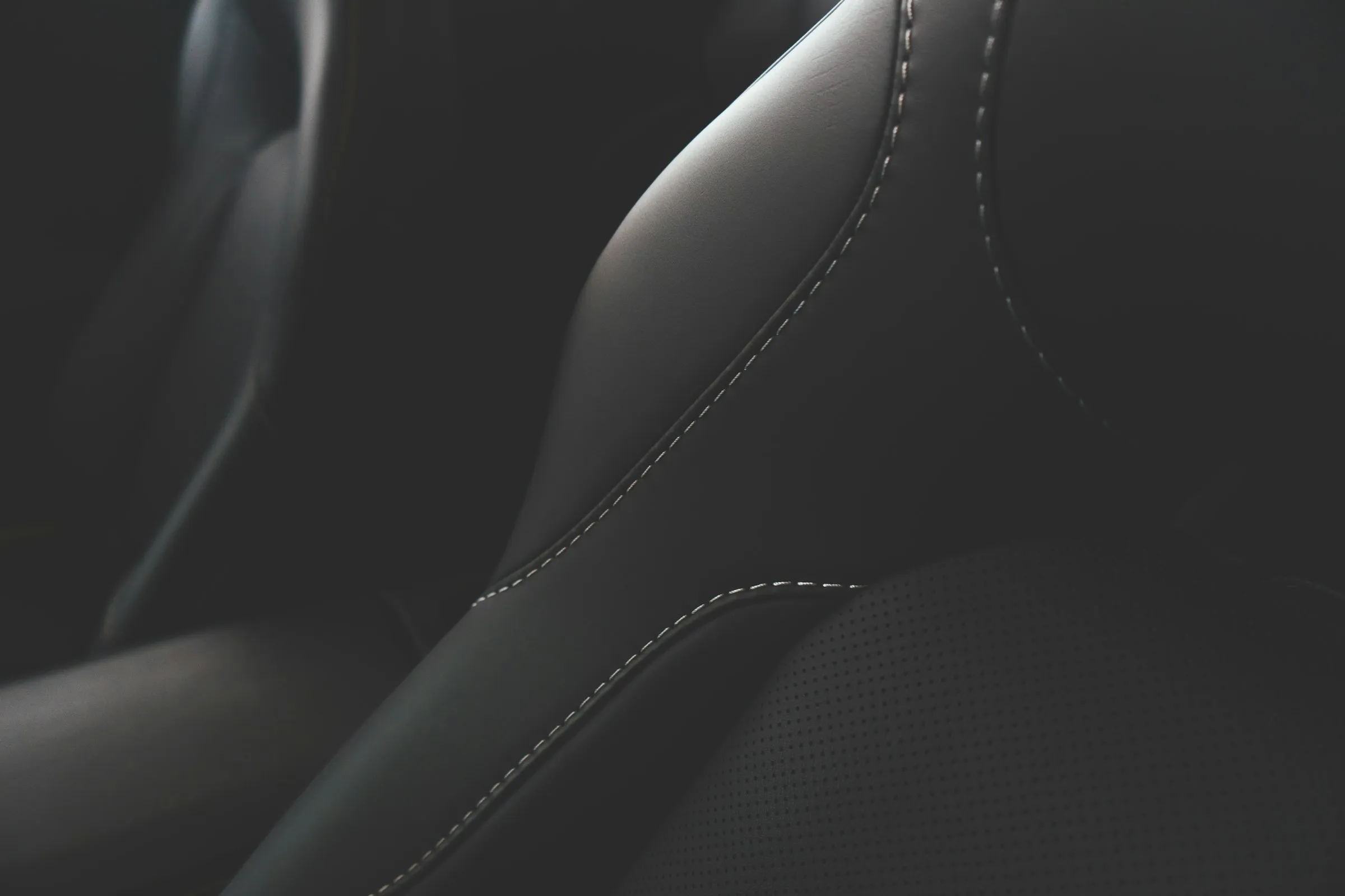 Quilted black leather seats with contrast stitching